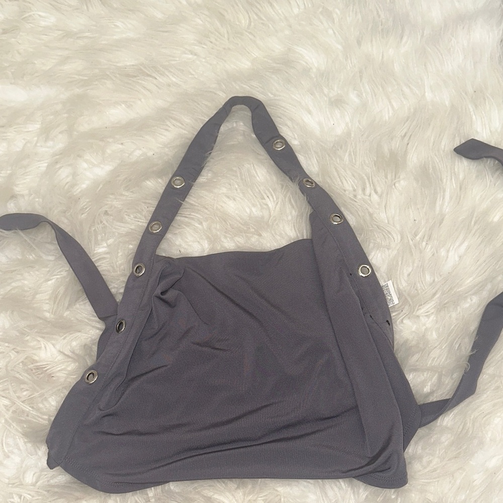 Gray Grommet Strap Top